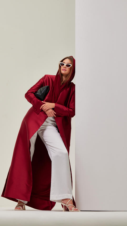 HEM0023 - Taffeta Blazer Red Maroon