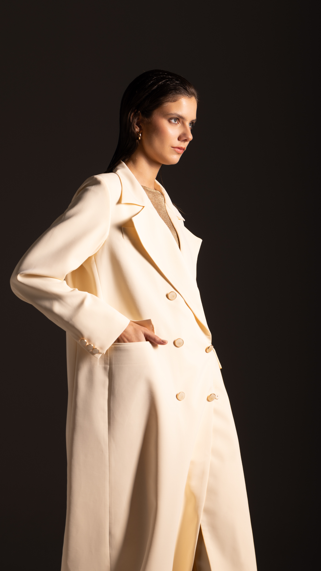 HEM0036 - Blazer Wide Collar Ivory