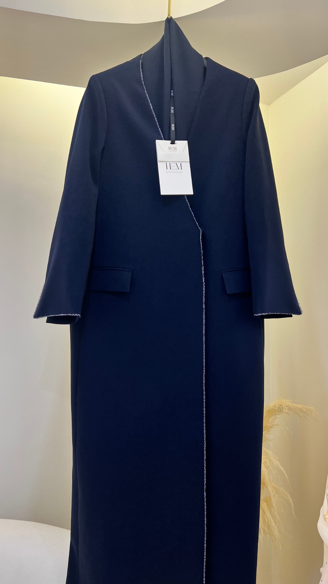 HEM0052 - Wrapped Beaded Blazer Navy Blue